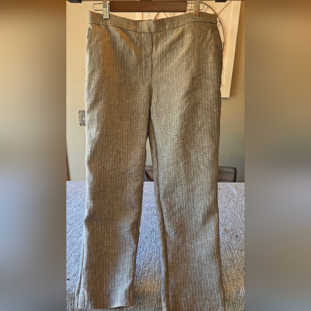 Theory Women's Beige Striped Trousers